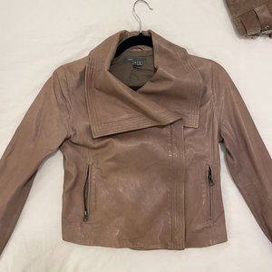 Vince Taupe Leather Jacket Size XS